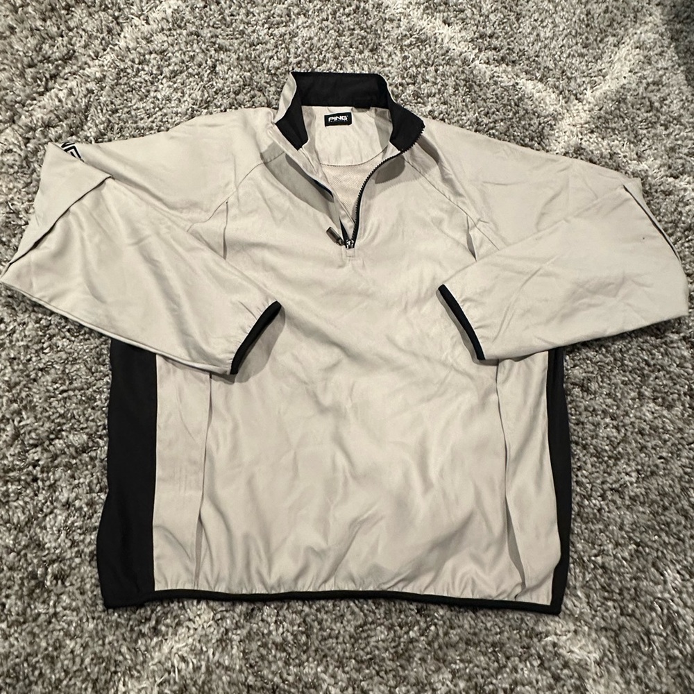 PING 1/4 Zip Lightweight 100% Poly Size S Golf Jacket Pre-owned Excellent Beige